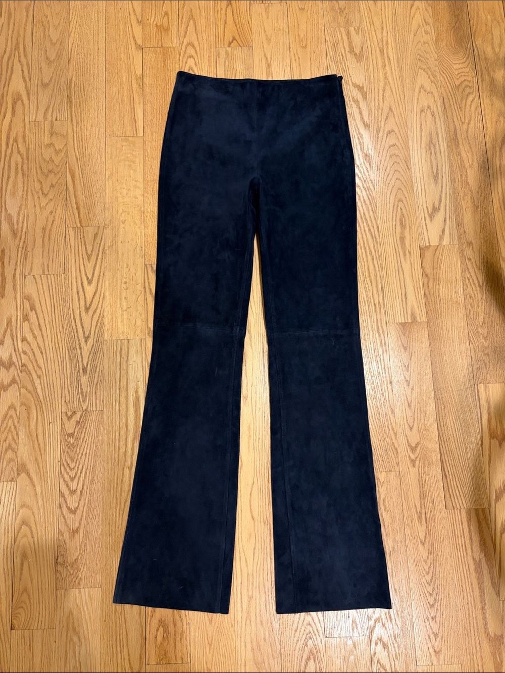 Ecru leather suede Flared Pants 4 s small navy